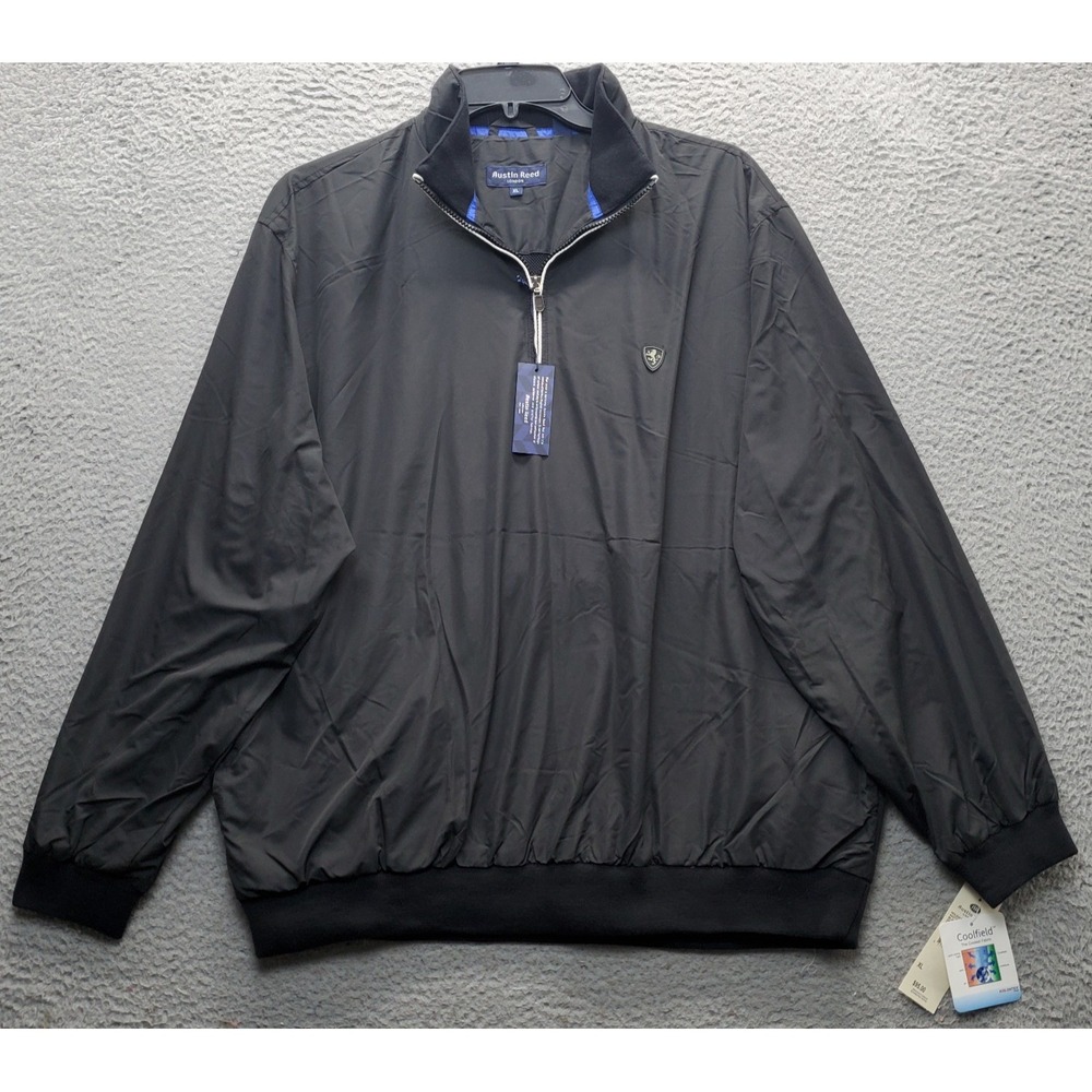 Austin Reed Golf Windbreaker Jacket Mens XL Black Performance CoolField‎ 1/4 Zip